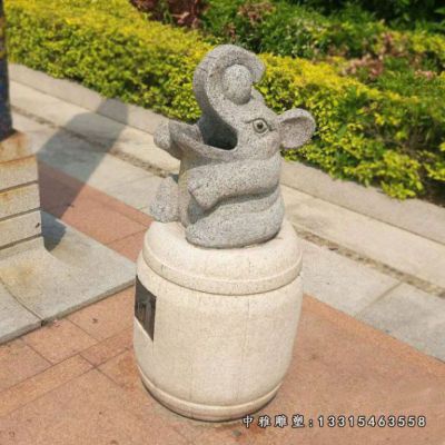 卡通垃圾桶石雕