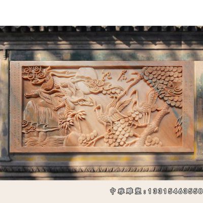 晚霞红影壁石雕