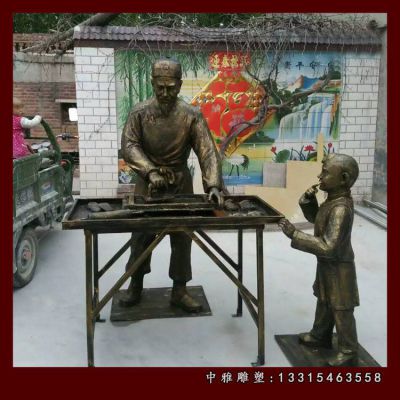 街边铜雕小吃人物
