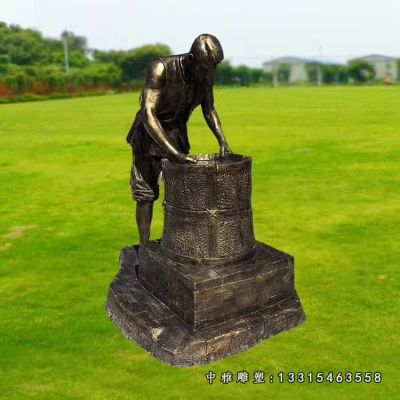 公园铜雕茶文化人物