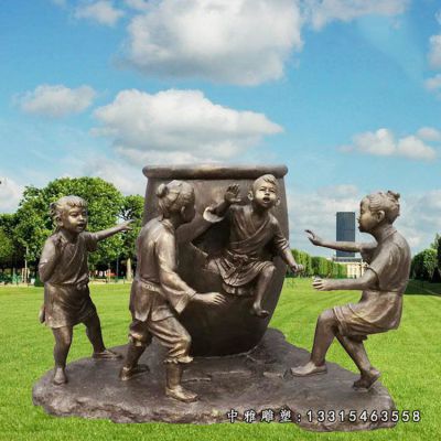 司马光砸缸铜雕人物