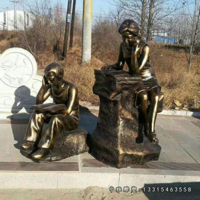 铜雕读书人物雕塑