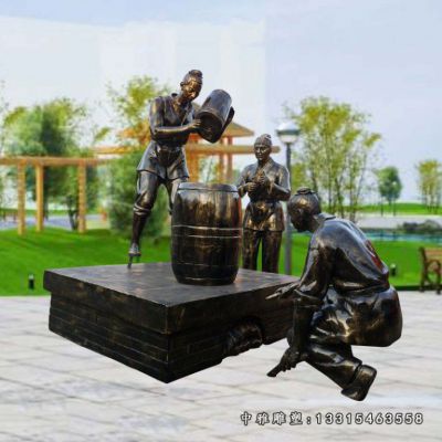 铜雕酒文化人物雕像