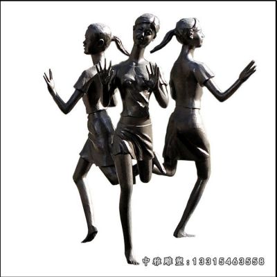 铜雕童趣女孩雕塑