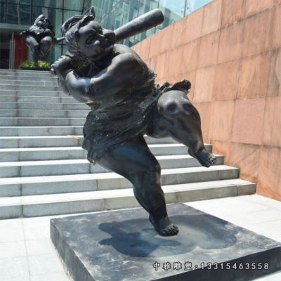 铜雕公园运动女孩