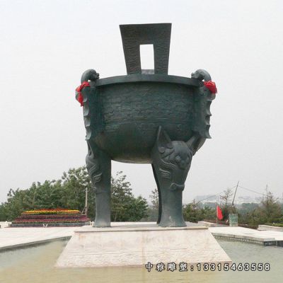 铜雕广场三足鼎