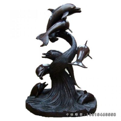 海豚动物铜雕