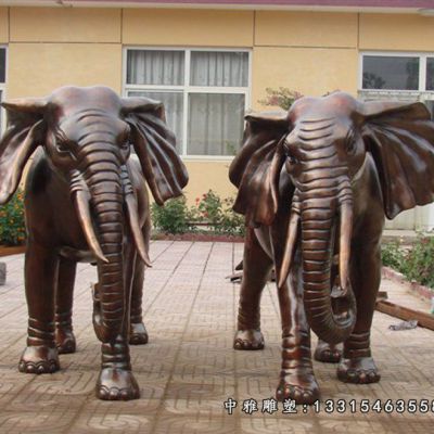 铜雕动物大象