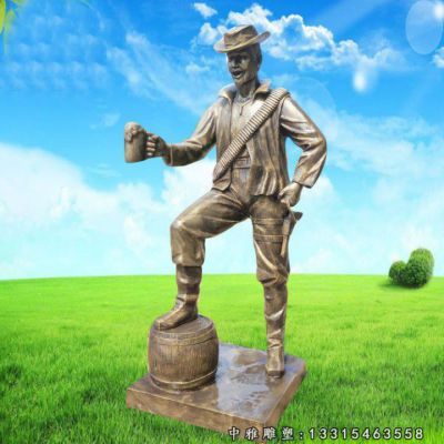 铜雕喝酒人物雕塑