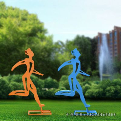 不锈钢小区跑步人物雕塑