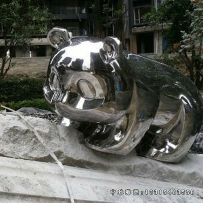 不锈钢动物熊猫雕塑