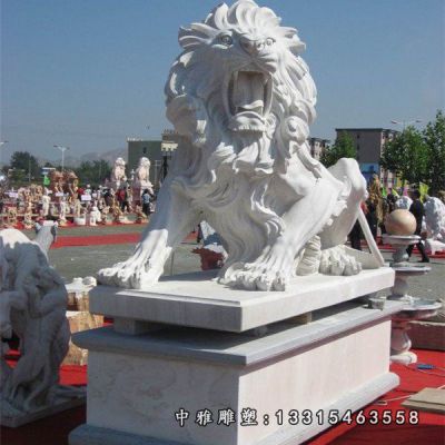 石雕门口动物狮子