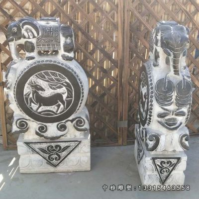 宅门石雕大象抱鼓