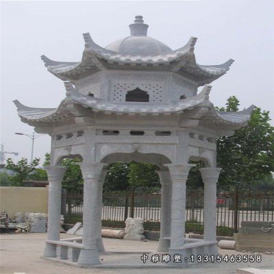 石雕双层凉亭景观