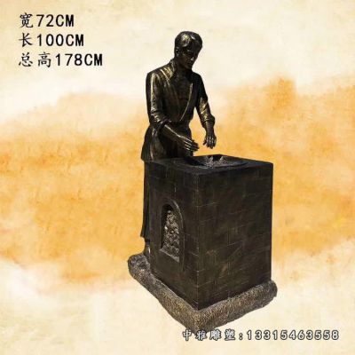 铜雕田园茶文化人物