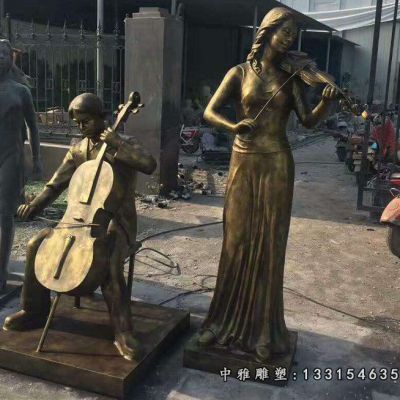铜雕拉大提琴人物