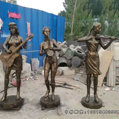 铜雕拉小提琴人物