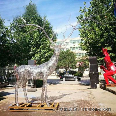 不锈钢广场鹿雕塑