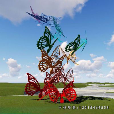草坪不锈钢蝴蝶雕塑