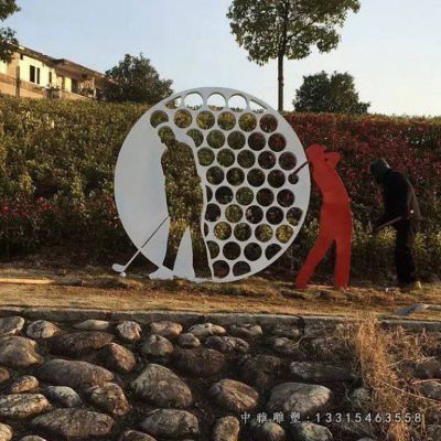 不锈钢户外打高尔夫球人物