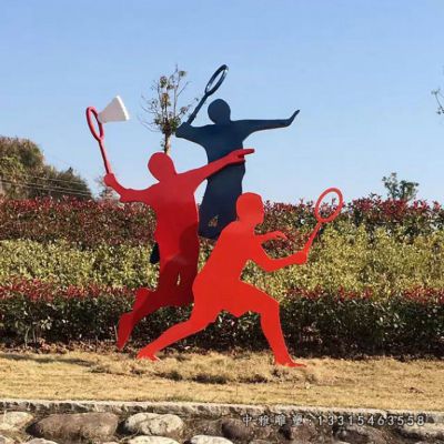 不锈钢抽象打羽毛球人物
