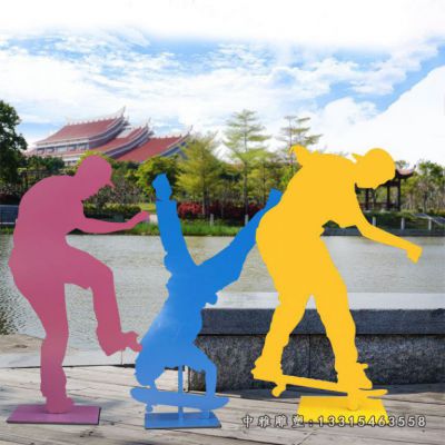 滑板运动人物不锈钢雕塑