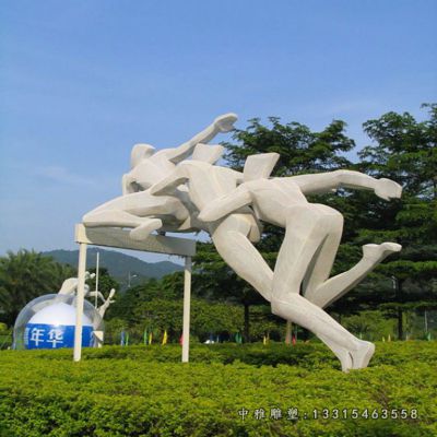 跨栏运动不锈钢人物雕塑
