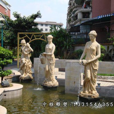 石雕小区人物喷泉