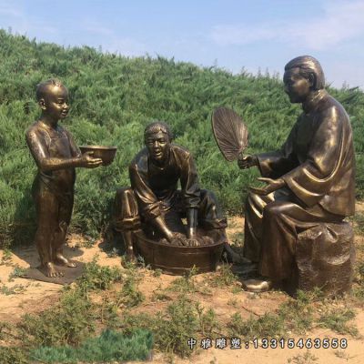 铜雕孝道主题人物雕塑