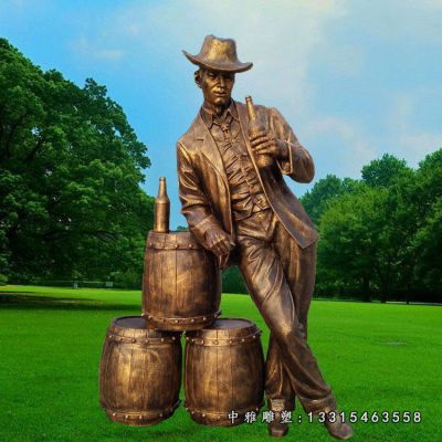 喝酒人物铜雕
