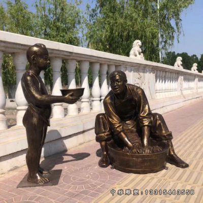 铜雕孝道主题人物