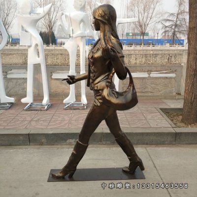广场铜雕购物人物