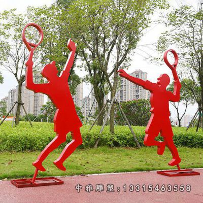 不锈钢公园打羽毛球人物