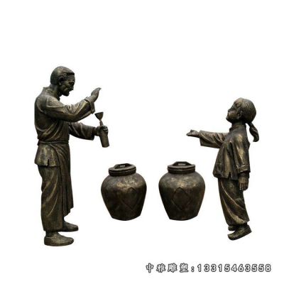 步行街铜雕打油人物