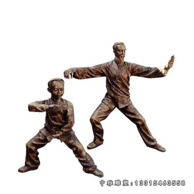 铜雕广场打太极拳人物