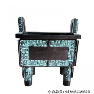 铜雕寺庙四足鼎