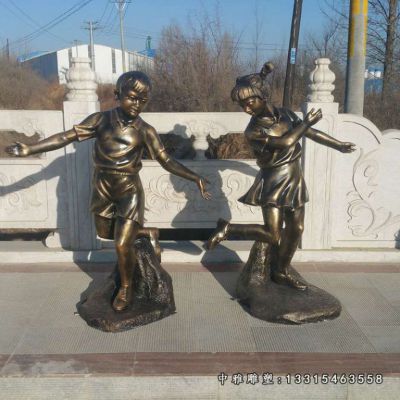 踢毽子铜雕人物雕像
