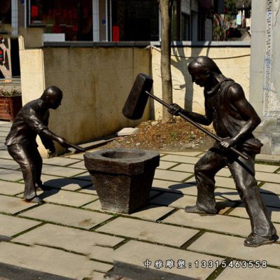 铜雕步行街打糍粑人物