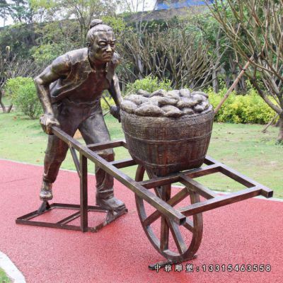 田园农耕铜雕人物