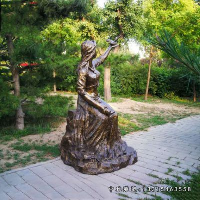 公园铜雕女孩