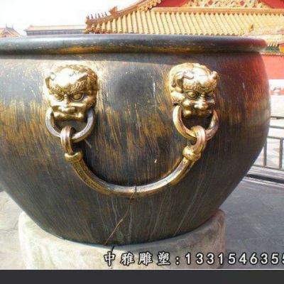 圆形水缸铜雕