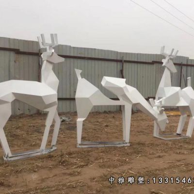 不锈钢广场小鹿雕塑