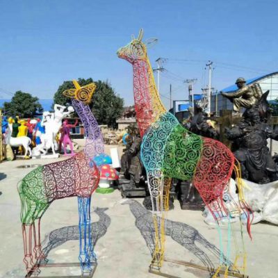 动物长颈鹿不锈钢雕塑