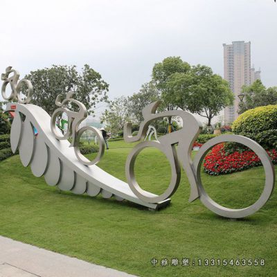 公园不锈钢赛车人物雕塑