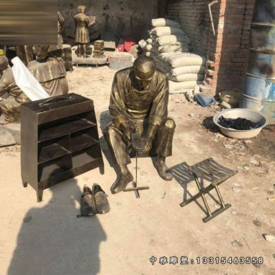 铜雕步行街修鞋人物