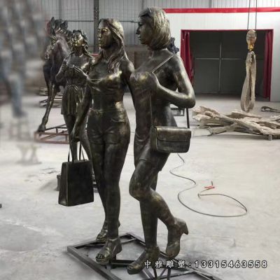 铜雕步行街购物人物