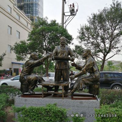 铜雕喝酒人物雕塑