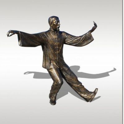 铜雕打太极健身人物