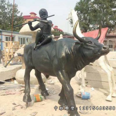 铜雕广场动物牛雕塑