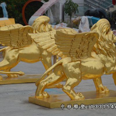 门口铜雕飞狮